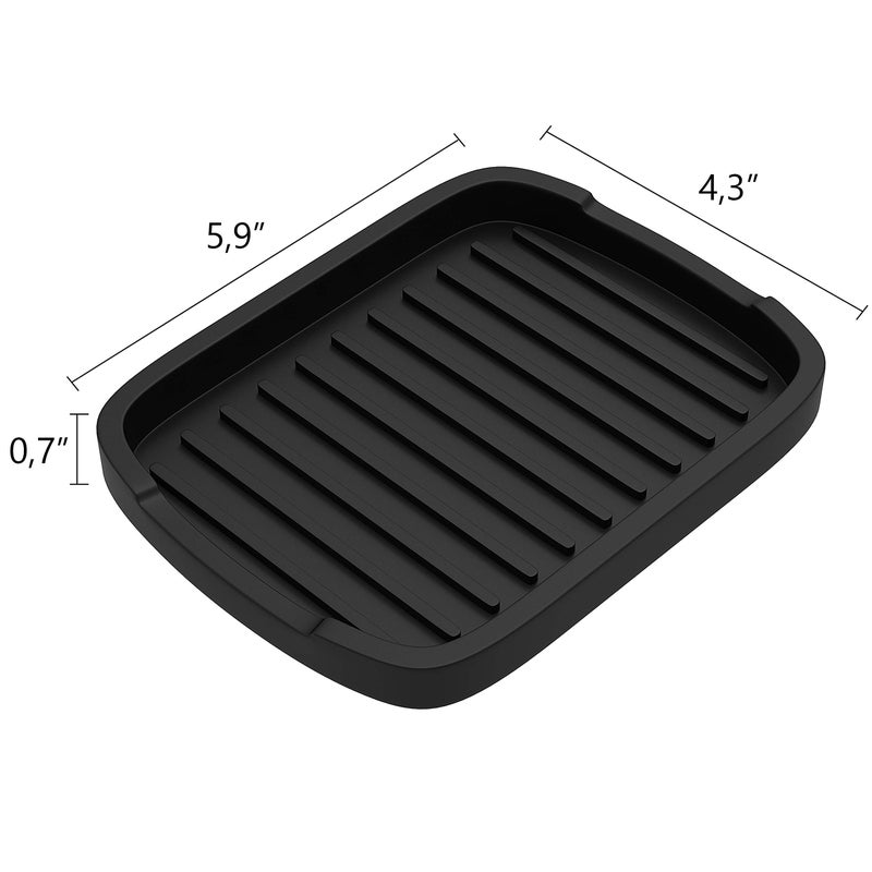 ZAPPOWARE Silicone Sponge Holder -soap Tray - 5.9" X 4.33" Set -2pcs (Black) - Image 2